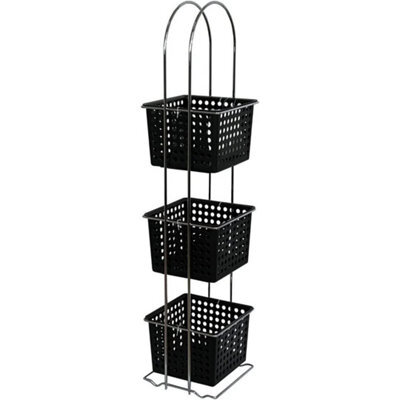3 Tier Plastic Shower Caddy Free Standing Square Storage Tidy Organiser Basket 3 Tier Black Shower Caddy - image 1