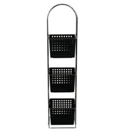 3 Tier Plastic Shower Caddy Free Standing Square Storage Tidy Organiser Basket 3 Tier Black Shower Caddy - thumbnail 3