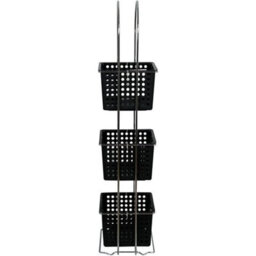 3 Tier Plastic Shower Caddy Free Standing Square Storage Tidy Organiser Basket 3 Tier Black Shower Caddy - thumbnail 4