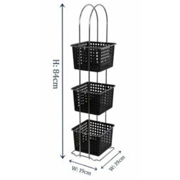 3 Tier Plastic Shower Caddy Free Standing Square Storage Tidy Organiser Basket 3 Tier Black Shower Caddy - thumbnail 2