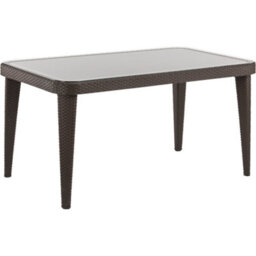 Loops 150X90Cm Glass Top Outdoor Dining Table - Rectangular Anthracite Rattan Style