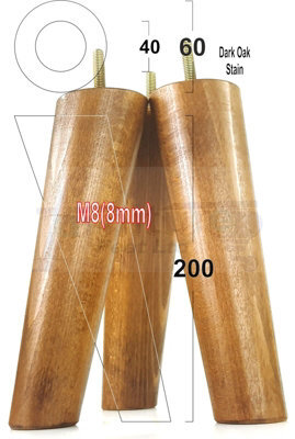 L&F Wood Legs Dark Oak Stain 180mm High Set Of 4 Replacement Angled Furniture Legs Set Of 4 Sofas Chairs Stools M8 - image 1