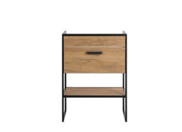 Impact Furniture Freestanding Bathroom Vanity Unit 600mm Floor Sink Cabinet With Drawer Black Steel Frame Oak Effect Loft Industrial Brook - thumbnail 3