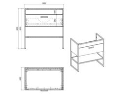 Impact Furniture Freestanding Bathroom Vanity Unit 600mm Floor Sink Cabinet With Drawer Black Steel Frame Oak Effect Loft Industrial Brook - thumbnail 7