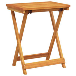 Walplus Folding Garden Side Table 50X36X60 Cm - Solid Acacia Wood, Natural Finish - Perfect For Outdoor, Patio, Balcony & Compact Spaces - thumbnail 6
