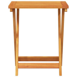 Walplus Folding Garden Side Table 50X36X60 Cm - Solid Acacia Wood, Natural Finish - Perfect For Outdoor, Patio, Balcony & Compact Spaces - thumbnail 4