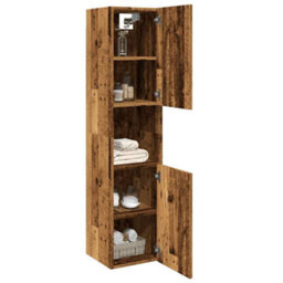 Berkfield Smooth Bathroom Hanging Cabinet Old Wood 30X30X130 Cm Engineered Wood - thumbnail 3