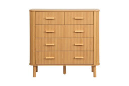 5 Oak Brown Drawer Wooden Fluted Chest Axel Birlea - thumbnail 8