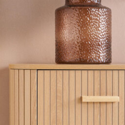 5 Oak Brown Drawer Wooden Fluted Chest Axel Birlea - thumbnail 2