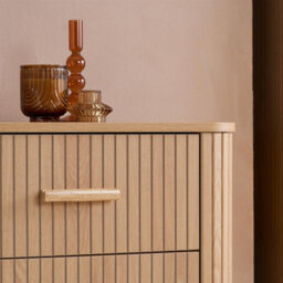 5 Oak Brown Drawer Wooden Fluted Chest Axel Birlea - thumbnail 3