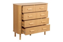 5 Oak Brown Drawer Wooden Fluted Chest Axel Birlea - thumbnail 7