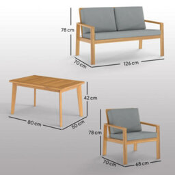 Outsunny 4 Pieces Wooden Garden Furniture Set With Cushions, Teak - thumbnail 3