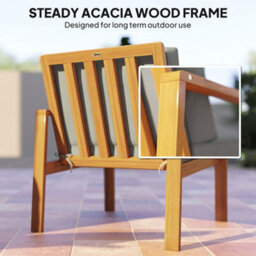 Outsunny 4 Pieces Wooden Garden Furniture Set With Cushions, Teak - thumbnail 5