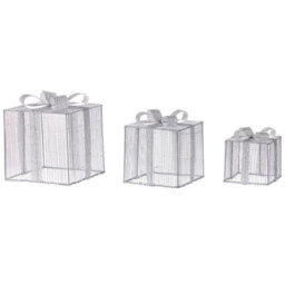 Beliani Outdoor Decoration Led Arnes Christmas Gifts 25/20/15 Cm Silver - thumbnail 1