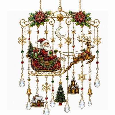 Amorly Acrylic Hanging Wind Chime Ornament, Christmas Themed Decorative Pendant For Window, Wall Home Holiday Decoration - image 1