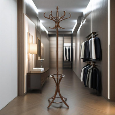 Rafaelo Mobilia Wooden Coat Stand With 12 Hooks Walnut - image 1
