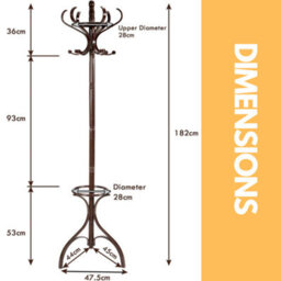 Rafaelo Mobilia Wooden Coat Stand With 12 Hooks Walnut - thumbnail 5