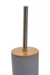 Orsina Grey Bamboo Toilet Brush Holder, Bathroom Cleaning Set With Bristles & Wooden Handle,  Compact Loo Brush - thumbnail 4