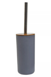 Orsina Grey Bamboo Toilet Brush Holder, Bathroom Cleaning Set With Bristles & Wooden Handle,  Compact Loo Brush