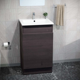 Nes Home 485mm Right Hand Dark Oak Vanity Unit With White Resin Basin - thumbnail 2