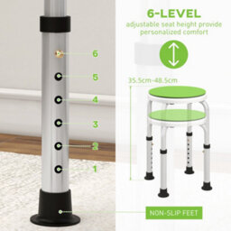 Homcom 360 Degree Swivel Shower Stool W/ Non-Slip Feet For Disabled Green - thumbnail 4