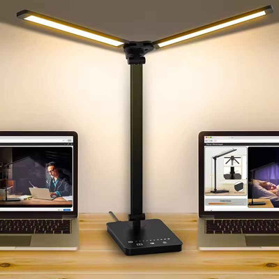 Double Head Lapwing Matt Black Integrated Led Table Lamp 5 Colour 5 Level Dimmable - image 1