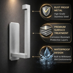 Billtix Silver Stainless Steel Toilet Roll Holder Wall Mounted, Self Adhesive Toilet Paper Holder, Stick On Tissue Holder - thumbnail 4