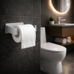 Billtix Silver Stainless Steel Toilet Roll Holder Wall Mounted, Self Adhesive Toilet Paper Holder, Stick On Tissue Holder - thumbnail 8