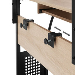 Tectake Desk Fife - 3 Levels, Attachable Shelf And Keyboard Tray, 4 Castors 65 Cm - Industrial Wood Light, Oak Sonoma - thumbnail 9