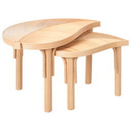 Nest Of 2 Coffee Tables Natural Rattan Leaves Design - Naturanest Space-Saving Outdoor Set By Wyld And Coco - thumbnail 4