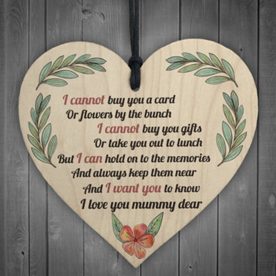 Red Ocean Mum Memorial Poem Wooden Hanging Heart Sign Mothers Day Gifts Rememberance Plaque Grave Sign - image 1