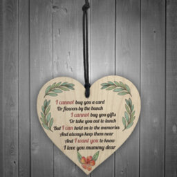 Red Ocean Mum Memorial Poem Wooden Hanging Heart Sign Mothers Day Gifts Rememberance Plaque Grave Sign - thumbnail 2