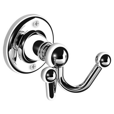 Plum&clay Kingham Bathroom Wall Mounted Chrome Double Traditional Robe Hook - image 1