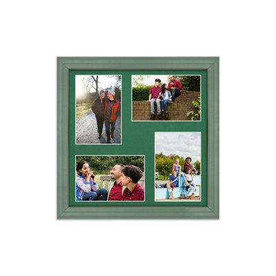 AK Frames 12X12 Green Classic Multi Photo Frame With Emerald Mount - Holds 4 Apertures (4X) 6X4 Photos - image 1