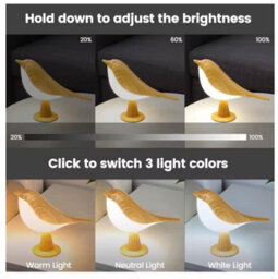 2 In 1 Bird Diffuser Lamp Cordless Usb Led Touch Table Lamp - thumbnail 3
