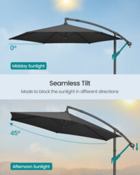 LEDREM Cantilever Garden Patio Parasol Umbrella With Base,crank For Opening Closing, Grey - thumbnail 5