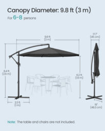 LEDREM Cantilever Garden Patio Parasol Umbrella With Base,crank For Opening Closing, Grey - thumbnail 6
