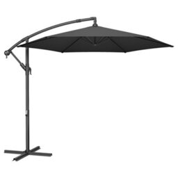 LEDREM Cantilever Garden Patio Parasol Umbrella With Base,crank For Opening Closing, Grey - thumbnail 2