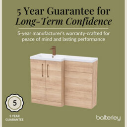 Balterley Left-Hand Bathroom Vanity And Wc Unit Combination With Basin - 1100mm - Woodgrain Light Oak With Brushed Bronze Handles - thumbnail 6