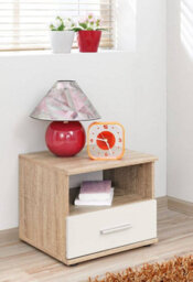 Arte Dino 5 Bedside Table 45Cm - Oak Sonoma & White Matt With Drawer Storage - thumbnail 2