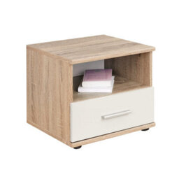 Arte Dino 5 Bedside Table 45Cm - Oak Sonoma & White Matt With Drawer Storage - thumbnail 1