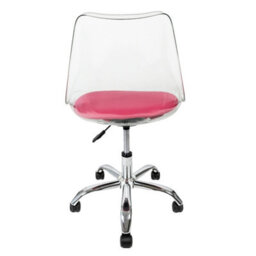 Fusion Living Soho Clear Plastic Dining Chair With Swivel Base Bright Pink - thumbnail 4