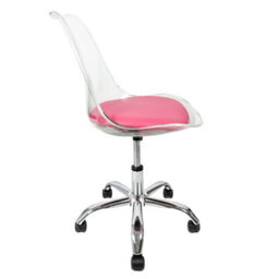 Fusion Living Soho Clear Plastic Dining Chair With Swivel Base Bright Pink - thumbnail 2