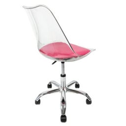 Fusion Living Soho Clear Plastic Dining Chair With Swivel Base Bright Pink - thumbnail 3