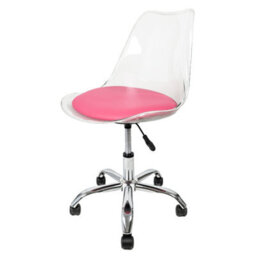 Fusion Living Soho Clear Plastic Dining Chair With Swivel Base Bright Pink
