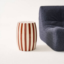 Sweeek - Side Table End Table Bedside Table In Enameled Steel Two-Tone Stripes Diam.35 X H 46Cm Brown 35X35X46 Cm - Mizzy - thumbnail 6