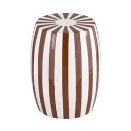 Sweeek - Side Table End Table Bedside Table In Enameled Steel Two-Tone Stripes Diam.35 X H 46Cm Brown 35X35X46 Cm - Mizzy - thumbnail 2