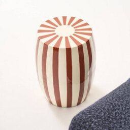 Sweeek - Side Table End Table Bedside Table In Enameled Steel Two-Tone Stripes Diam.35 X H 46Cm Brown 35X35X46 Cm - Mizzy - thumbnail 7