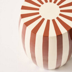 Sweeek - Side Table End Table Bedside Table In Enameled Steel Two-Tone Stripes Diam.35 X H 46Cm Brown 35X35X46 Cm - Mizzy - thumbnail 8