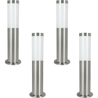 Set Of 4 Ip44 Outdoor Stainless Steel Bollard Lights - 12W E27 Driveway Post - image 1
